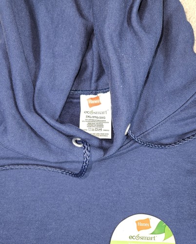 Hanes Ecosmart Herren Größe 2xl Hoodie Sweatshirt Blau Neu Mit Etikett - Bild 9 von 9