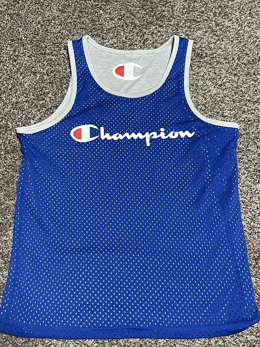 Champion Reversible Tank Top Mesh Royal Blue Grey Mens Size Small