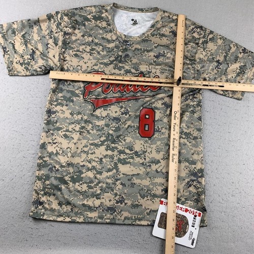 Badger Sport Shirt Mens Large Green Camo Pirates #8 Digital Placket Sample NWT - Picture 10 of 14