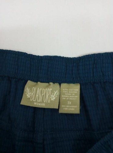 NWT Blassport blue gingham drawstring waist pockets pull on capri pants 3X - Bild 4 von 7