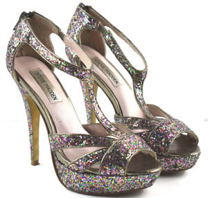 madden steve strappy emele glitter zip heels multi