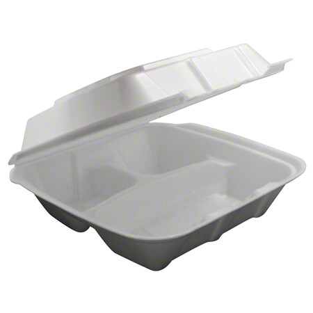 Ecopax U-Vent 3 Fach Schaumstoff Take Out Behälter, RE883, 8" x 8" x 3" | - Bild 1 von 5
