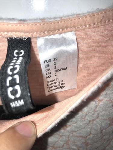 H&M Divided Coral Pink Floral Textured Skater Dress Size 2 Fit & Flare - Picture 3 of 4