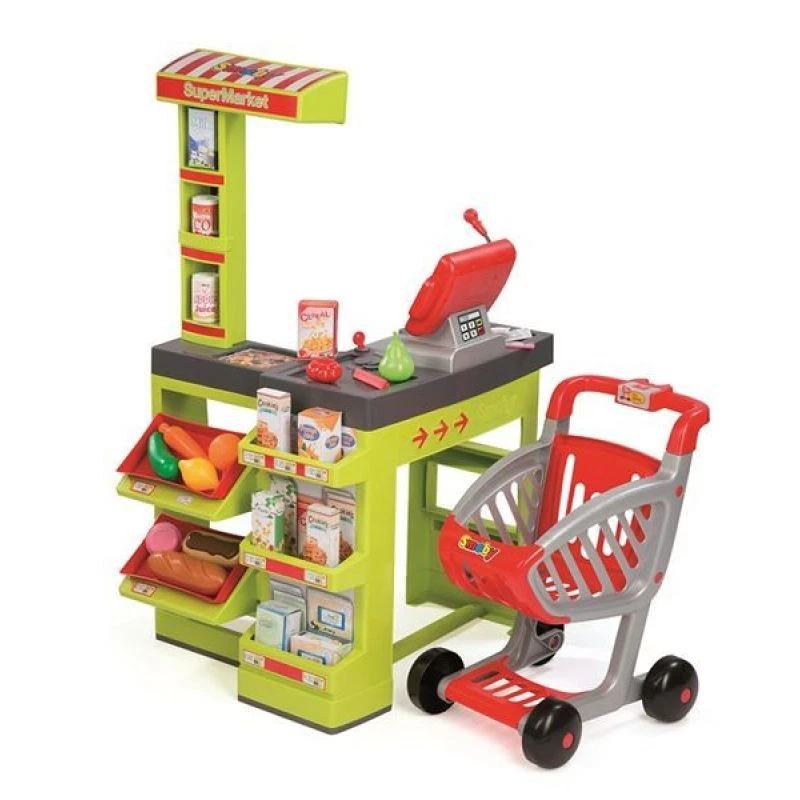 Smoby 350211 Marchande City Shop avec caddie légumes caisse aliments  monnaies