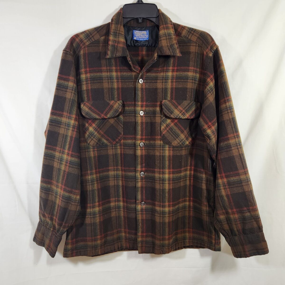 vtg 60s 70s pendleton brown plaid wool board shirt loop vtg 60s 70s pendleton brown plaid wool board shirt loop