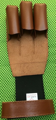 BURNISH ARCHERY SHOOTING LEDER 3 FINGER HANDSCHUH 100% POLIERTES LEDER HANDSCHUHE - Bild 1 von 21