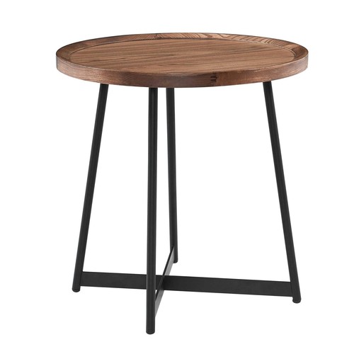 21.66 X 21.66 X 22.05 Round Side Table In American Walnut And Black - Bild 1 von 4