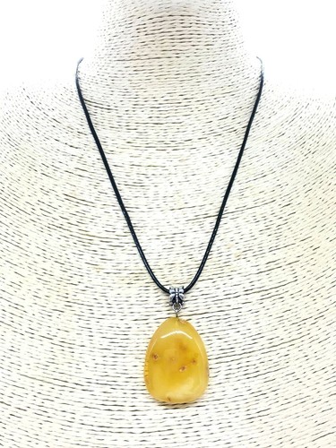 Baltic AMBER PENDANT Gift Natural AMBER Bead on Black Cord Jewelry 7,7g 15474 - 第 9/12 張圖片