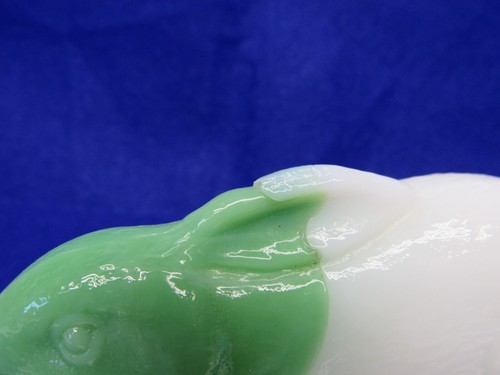 White Milk Glass Rabbit w/ Green Head Covered Dish Vintage McKee? AA Imports? - Picture 3 of 11