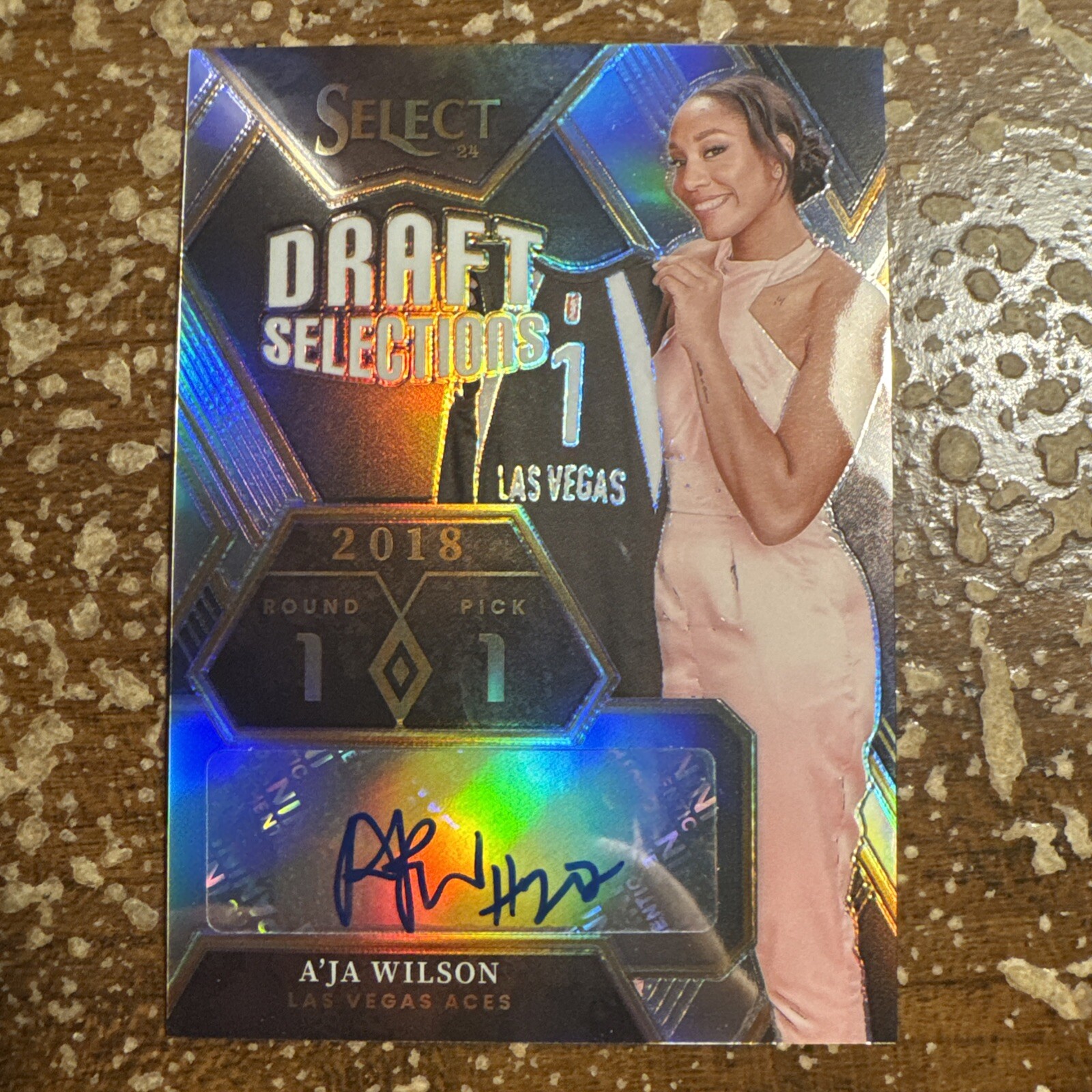 A'ja Wilson 2024 Select WNBA Draft Selections Signatures Auto Silver Prizm