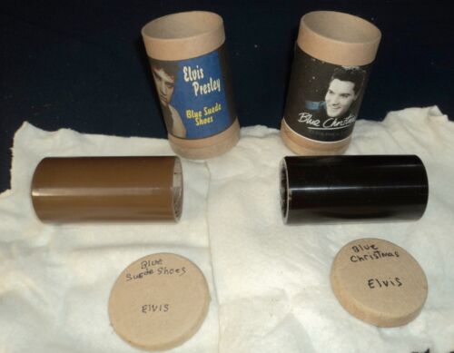 2 ELVIS Edison wax Cylinder Records - Blue Suede Shoes - Blue Christmas