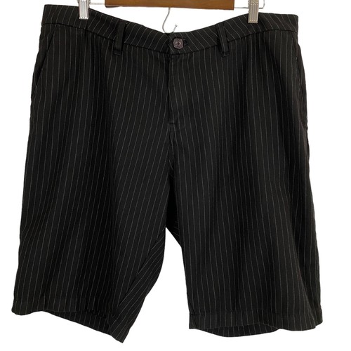 Rusty Mens Bermuda Walking Shorts Size 36 Black Pinstriped Casual - Picture 1 of 7