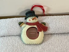 Christmas photo ornament snowman tophat red scarf St Nicholas Square OH9526