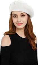 French Beret Hats for Women - Classic and Stylish 7 1/8-7 3/8, Off-white