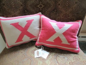 New Jonathan Adler 9 X12 Down Reversible Needlepoint Pillow Pink