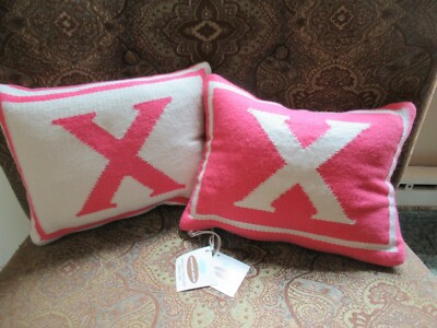New Jonathan Adler 9 X12 Down Reversible Needlepoint Pillow Pink