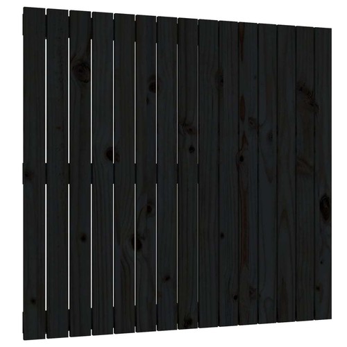 NNEVL Wall Headboard Black 95.5x3x90 cm Solid Wood Pine - Picture 2 of 8
