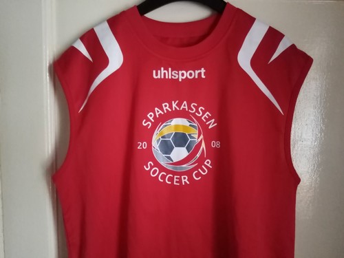 T Shirt Vest Football Shirt Sleeveless Med Red 2008 Soccer cup top uhlsport - Picture 10 of 12