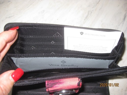 Neu mit Etikett Vera Bradley RFID Turnlock Geldbörse HAVANA ROISE DREHSCHLOSS Clutch Einzelhandel $ 54. - Bild 6 von 12