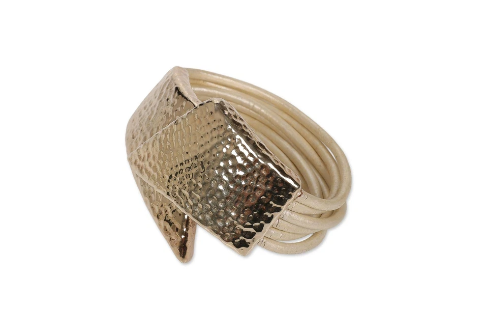 Pulsera de cuero Simon Sebbag 302239 chapada en oro de plata de ley con perlas para mujer Foto 3 de 4