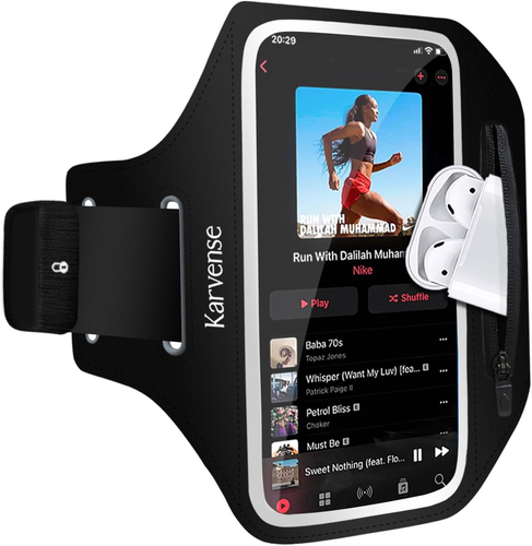 Brazalete porta celular para correr, réglable, noir, avec bolillo - Photo 10 sur 12