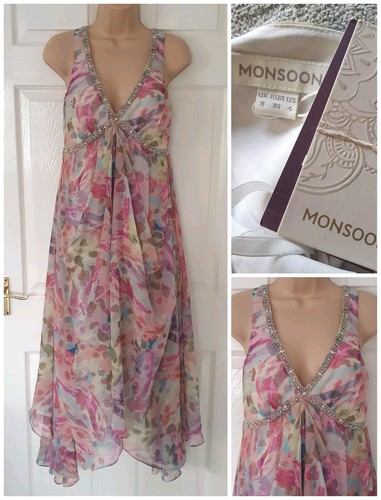 Monsoon Beaded Dress Hand Embellished Size 8 Occasion Floaty Rrp £200 New Tags - Picture 13 of 13