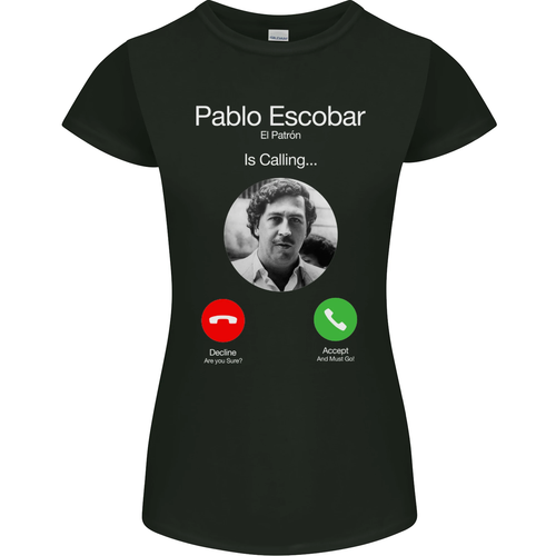 Pablo Escobar El Patron Is Calling Womens Petite Cut T-Shirt - Picture 3 of 3