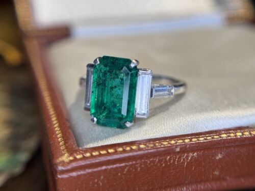 Art Deco Boodles 3.69ctw GIA Emerald Diamond Ring - Picture 5 of 20