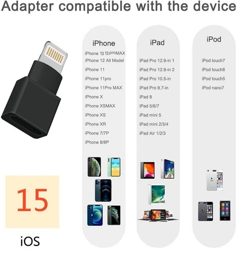 2Pack Apple MFI Certified Lightning Extender Adapter Dongle Male to Female Black - Picture 4 of 8