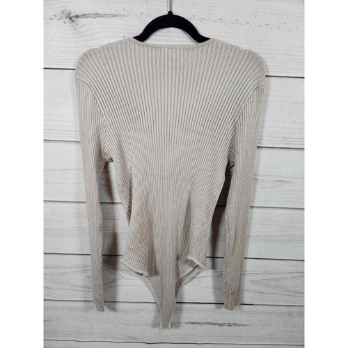 Forever 21 Womens Beige Solid V-Neck Knit Long Sleeve Sweater Bodysuit Sz 2X NWT - Bild 2 von 6