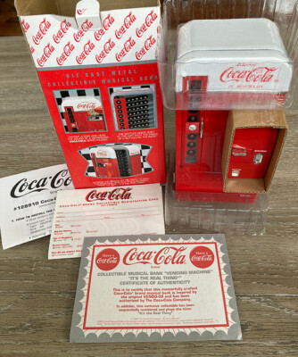 NEW Coca-Cola 1950's Die Cast Metal Vending Machine Musical