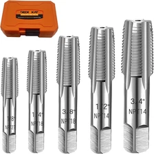 5-Piece NPT Pipe Tap Set, Precision Carbon Steel NPT Tap Set for Clean Accurate 