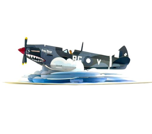 Handmade 3D popup card Spitfire SharkFace Birthday Father Anniversary Pilot Pass - Picture 4 of 14