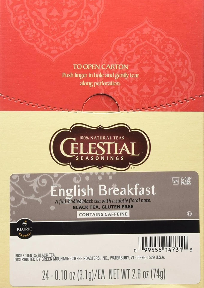 Celestial Seasonings Inglés Desayuno Té 24 a 144 Keurig K Taza Elige Cualquier Tamaño Foto 4 de 4