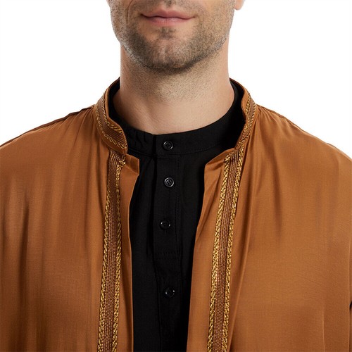 Open Kaftan Men Thobe Jubba Thoub Muslim Men Cardigan Robe Kaftan Dishdasha Arab - Picture 15 of 60