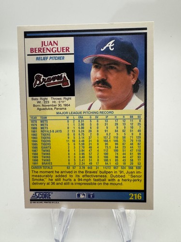 1992 SCORE BASEBALL CARDS #'S 1-249 NMMT - YOU PICK - Picture 184 of 212