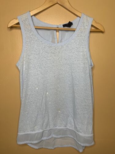 Gap Women's Size Small Blouse Scoop Neck Blue Hi-Lo Hem Sleeveless - Picture 5 of 18