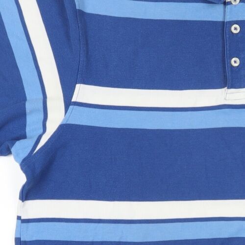 Maine New England Mens Blue Striped Cotton Polo Size L Collared - Picture 8 of 10