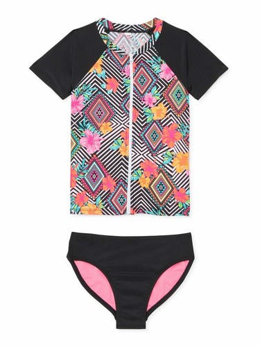 Wonder Nation Swim Set Girls Size S Bombay Short Sleeve Rashguard        --CH7-- - Picture 2 of 2