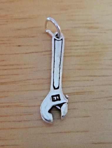 Sterling Silver 3D 23x6mm Wrench Tool Equipment Charm!  - Picture 1 of 3
