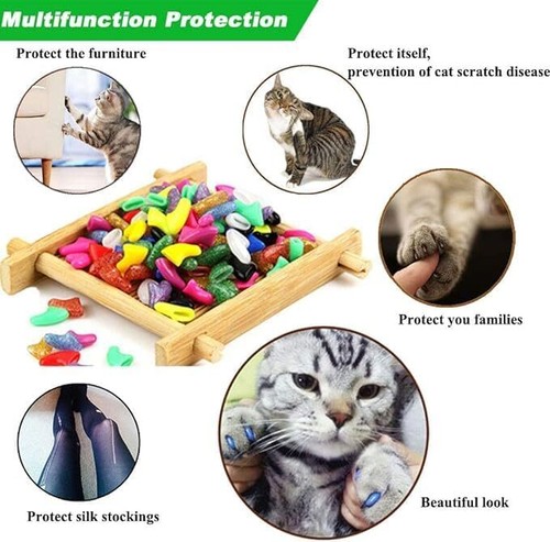 140Pcs Cat Nail Caps, Colorful Pet Cat Soft Claws Nail Covers for Cat Claws Tips - Picture 4 of 6