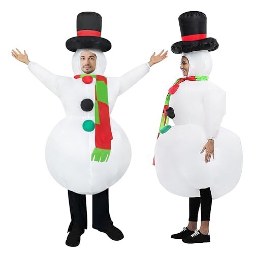 2 Packs Christmas Funny Outfit Inflatable Snowman Costume Snowman Air Blow-up - Picture 3 of 8