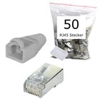 50 Stück CAT5e RJ45 Stecker geschirmt Modular Crimp Patchkabel Netzwerk 50x grau