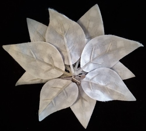 NWOT Clip On Flower Ornament-Blk & White Plaid, Silver Glitter Stamen, 7.25"W - Picture 3 of 3