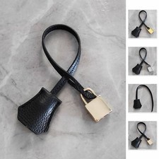 Real Cowhide Leather Clochette Bag Charm Gold/ Silver Padlock & Key for Handbags