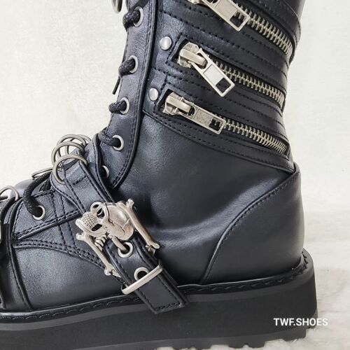 Valor Goth Combat Motociclista Botines Negro Mate Hombres EE. UU. DEMONIA NY - Imagen 2 de 13