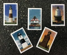 2021USA #5621-5625 Forever Mid Atlantic Lighthouses - Set of 5 Singles  mint