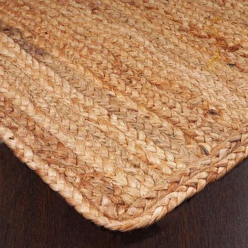 Floor Carpet in Natural Jute Rectangle Braided Area Rug Home Decor Rug All Size - Picture 7 of 13
