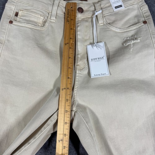 NWT Judy Blue Women's High Waist Distressed Wide Leg Jeans Size 7 28 Beige - Picture 6 of 13