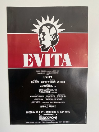 Evita Original Window Poster from Birmingham Hippodrome  - 1995 - GC - Picture 1 of 3